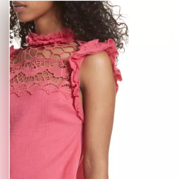 Women's Free People Simply Smiles Crochet Top, Size Large - looks Pink - Picture 3 of 12
